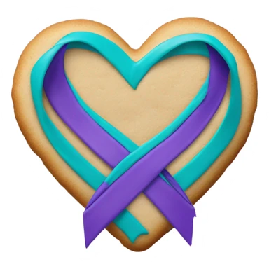 Heart cookie, teal purple suicide awareness ribbon sticker