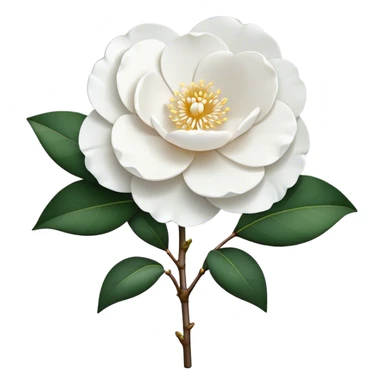 single White Camellia, straight stem sticker