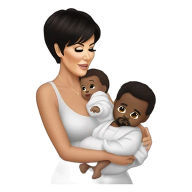 kris jenner holding baby kanye west sticker