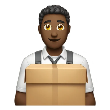 A man giving a package with the word attention written on it sticker