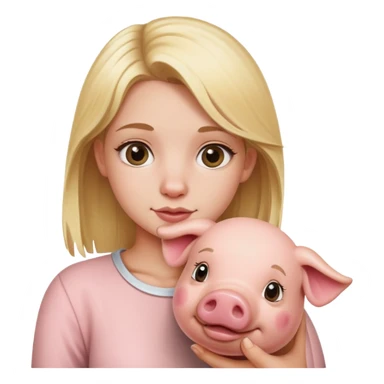 blonde girl and pig sticker