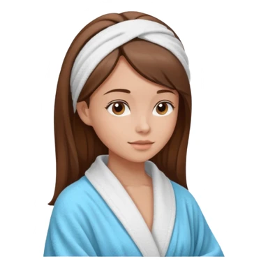 girls side profile in robe with brown hair and her hair in a towel with skin care on  sticker