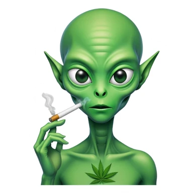 alien smoking weed sticker