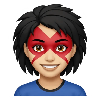 A black hair teen supporter with bold full-face paint, smiling with fierce team spirit. sticker