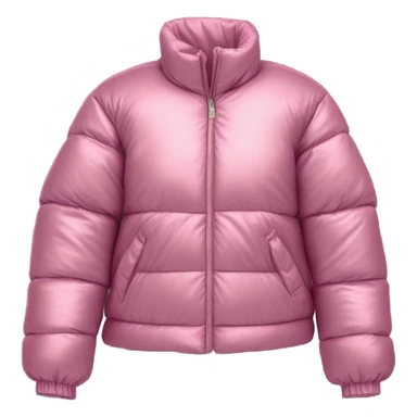 Realistic isolated side view of an open metallic pink cropped puffer jacket. sticker