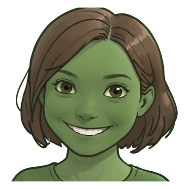 smiling girl with brown hair sticker