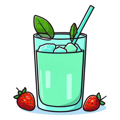 strawberry mint infused water with ice and mint garnish sticker