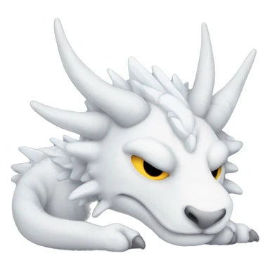 A sleeping furry white dragon  sticker