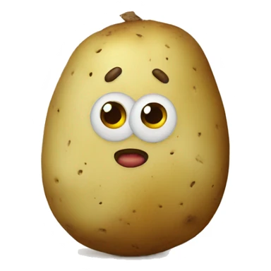 A potato with  eyes and mouth sticker