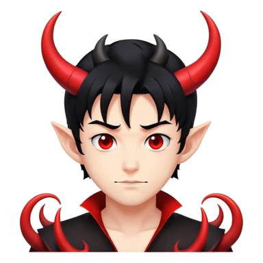 Cool anime devil boy with black hair and curved horns sticker