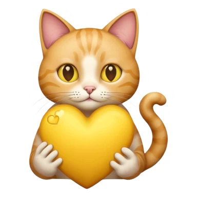 un gatto super realistico che tiene in mano un cuore giallo enorme sticker