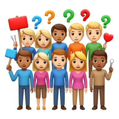 playful iOS emoji-style group of creators each with a different creative tool gathered under the name 'unemployd retards', vibrant and fun sticker