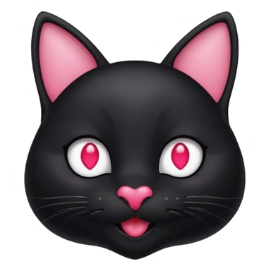 black smiling cat in the Apple style with white eys and pink hear  sticker