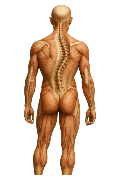 fai un immagine identica che riguarda un esercizio ma mettigli spina dorsale e muscoli in evidenza (anatomica) con colori naturali di un corpo umano. falla iperrealistica anatomica in 4k con spina dorsale storta in evidenza sticker
