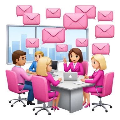 people in pink SPAM office setting having a SPAMGAGE meeting landscape  sticker