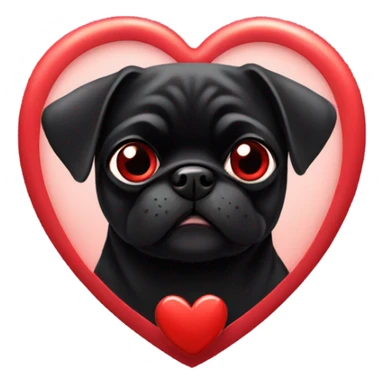 Valentines black pug sticker
