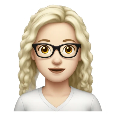 Pale skin, mid hair, girl, thick black frame glasses sticker