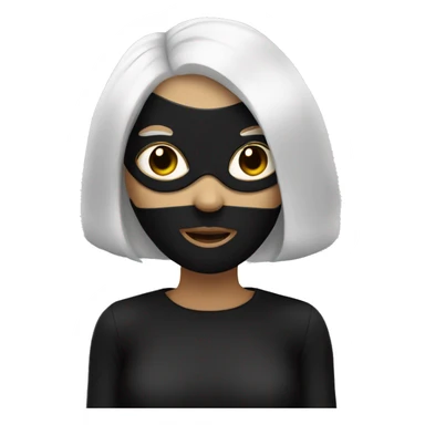 A woman with white hair and a black mask around her eyes full body sticker