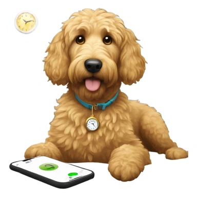 Golden doodle next to alarm clock  sticker