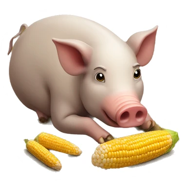 Hog eating corn on the ground sticker