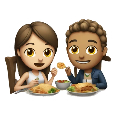 Boyfriend and girlfriend eating dinner sticker