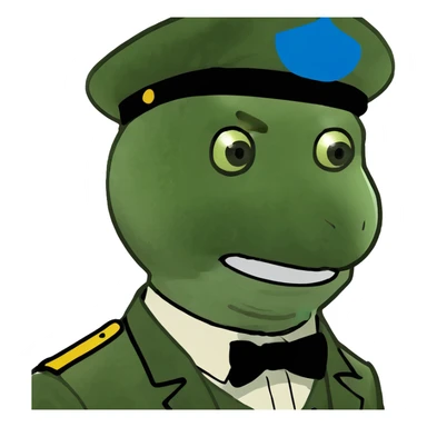 Rick Astley with straight face but with front teeth out and the picture is from the era of the 1900s or 1910s and he kinda has either Civil War or WW1 flashbacks sticker