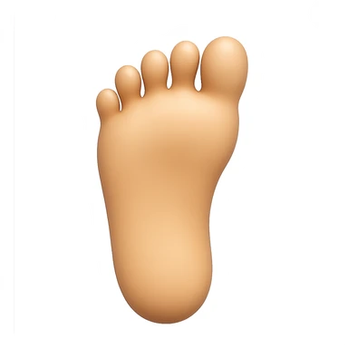 Create a right human foot in the style of a 3D emoji look, matching the reference image style, with a transparent background. sticker