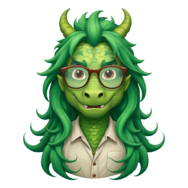 long hair dragon with shirt and glasses sticker