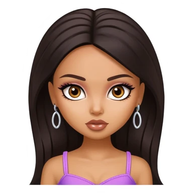 straight dark hair, dark brown eyes, pretty bratz baddie sticker