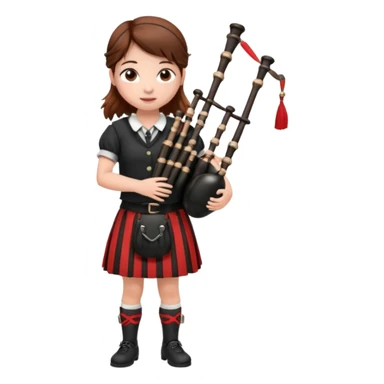 scotch girl playing bagpipe full body red black striped skirt sticker