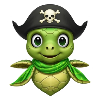 cute sea turtle wearing a lime pirate skull scarf sticker