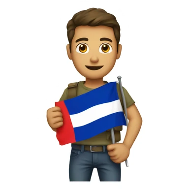 Cool guy holding french flag sticker