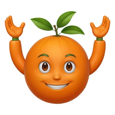 an Orange with arms and face expression sticker