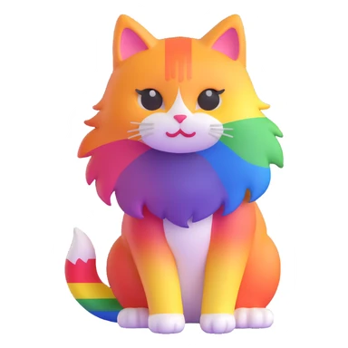 cat with pride flag colors sticker