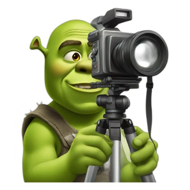 shrek filming with a camera  sticker
