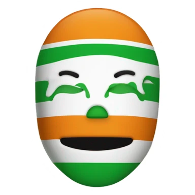 a smily emoji with a green, white and orange virtical stripes balaclava like the irish flag sticker