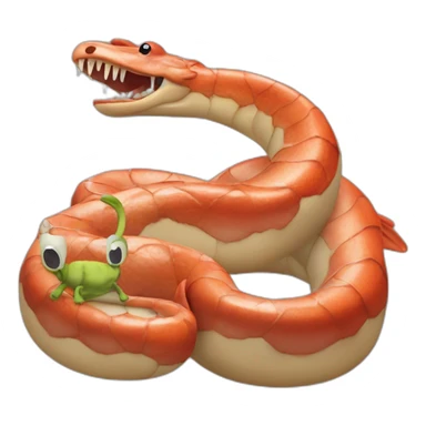 Serpent sur une vache à côté d’un crabe sticker