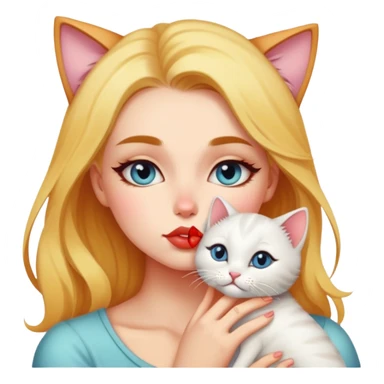 A pretty alternative woman kissing a kitty on the forehead so tenderly sticker