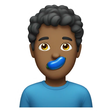 person with a blue pickle in their mouth sticker