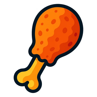 vibrant toon style fried chicken drumstick sticker