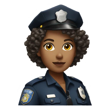 Female police officer curly hair sticker