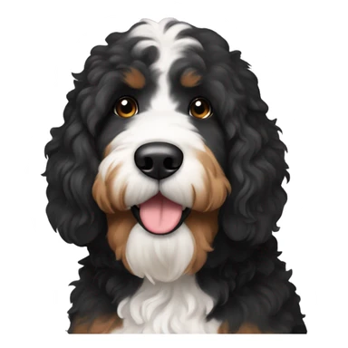 Bernedoodle with black face and white beard sticker