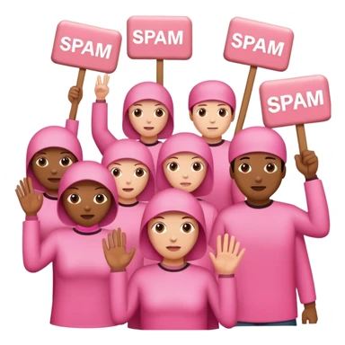 artists in pink protesting for spam meat sticker