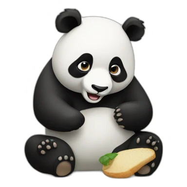 Panda qui mange sticker