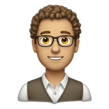 White Male Teacher with curly brown hair sticker