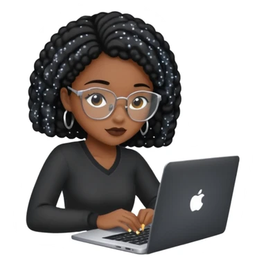 black pretty girl working hard with sparkles on laptop "Working hard with ✨" spelled out  sticker
