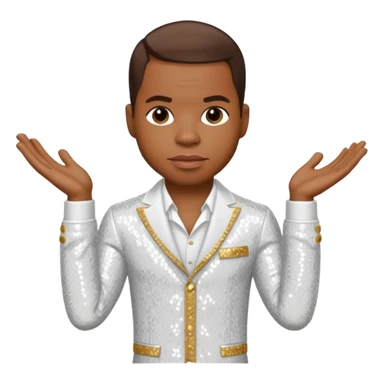 Kirk Franklin with dark brown hair, white sequin outfit  sticker