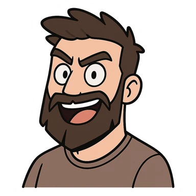 A thick, angular beard and mustache, flat toon style, suitable for Twitch users. sticker