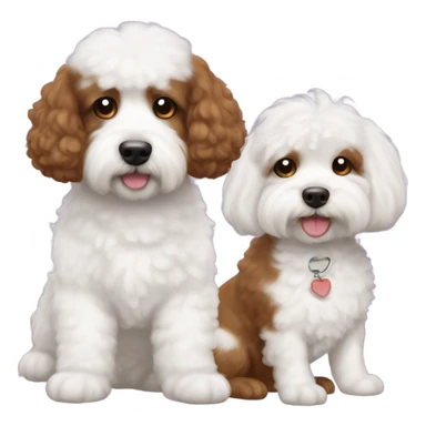 3 dogs - 2 bichons, 1 brown cavapoochon with white patch on its chest sticker