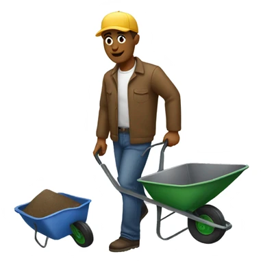 Man with a empty wheelbarrow  sticker